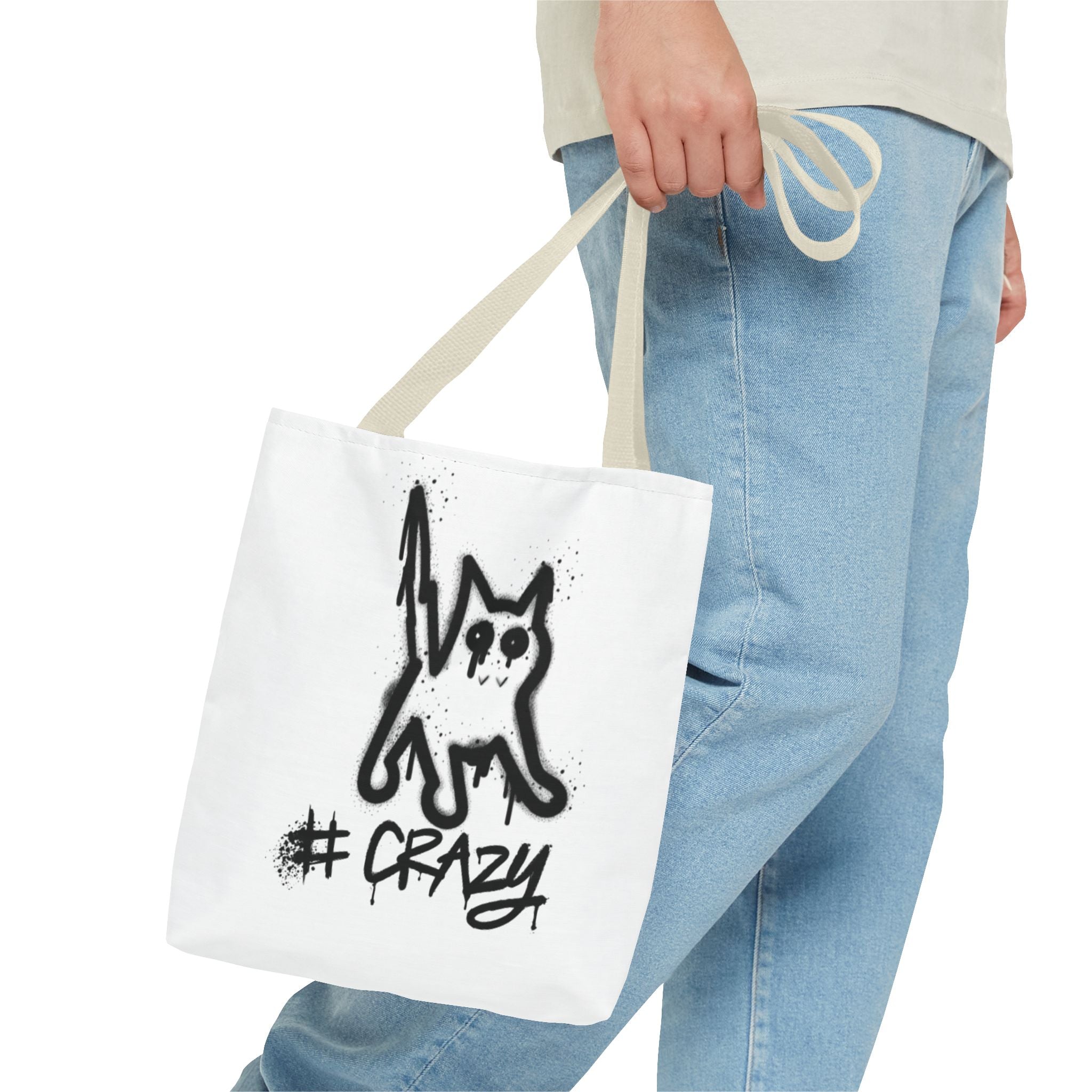 Crazy Cat Tote Bag - Whimsical AOP Design for Cat Lovers
